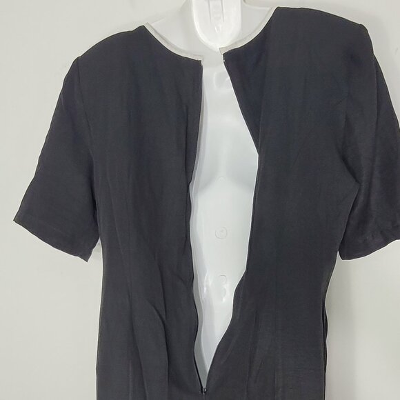 Vintage Chablis Black Back Zipper Short Sleeve Sheath Pads Dress Plus Size 15/16 - Picture 5 of 12